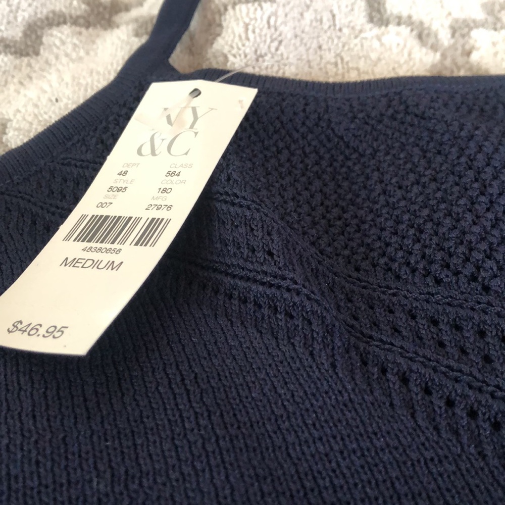 7th ave studio ny&c ✔️ rayon/nylon women medium Navy blue knit halter top